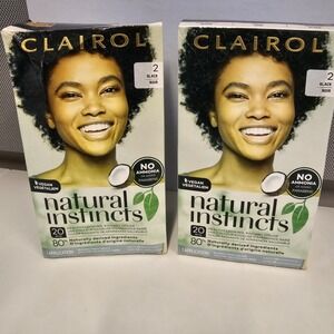 NEW Clairol Natural Instincts Hair Color 2 Black Noir 80, 2 pack bundle set
